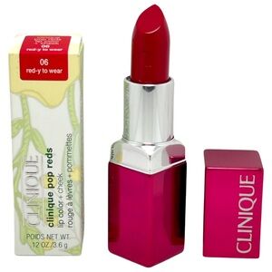 NIB Clinique Pop Lip Colour + Primer Lipstick Red-y to Party